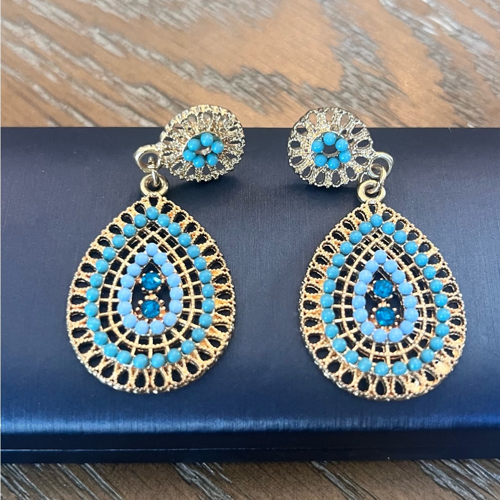 Turquoise and Blue dangle earrings.